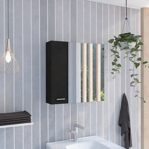 English Elm 4-Shelf Black Wenge Bathroom Medicine Cabinet with Mirror, Double-Door Storage & Top Shelf Space B06280223