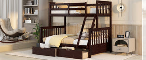 English Elm Twin-over-full Bunk Bed Solid Pine Frame Espresso Finish with Under Drawer Storage LT000065AAP