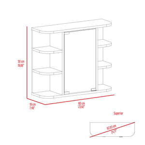 English Elm Roseburg Elegant 9-Shelf Medicine Cabinet with Center Mirror Door and Six Open Display Shelves for Bath White B06280464