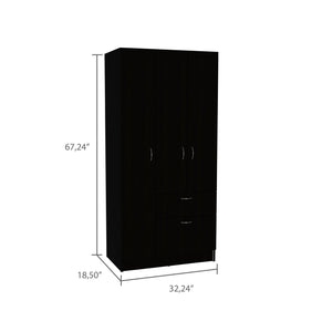 English Elm Meredith Wenge & White 1-Drawer Rectangle Armoire with Hanging Rod, 7 Shelves & Pull-Down Cabinet B062S00108