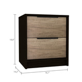 English Elm Black Wengue and Pine 2-Drawer Nightstand