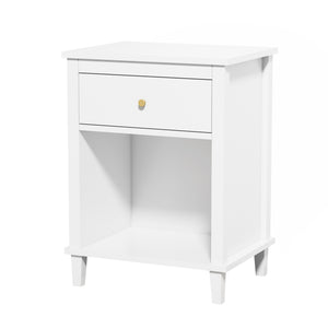 English Elm 26.77''H Modern Wooden Nightstand with Drawer and Open Shelf, Sturdy MDF Build, Tip-Restraint Included White 25.42 L x 19.08 W x 6.33 H W80859138