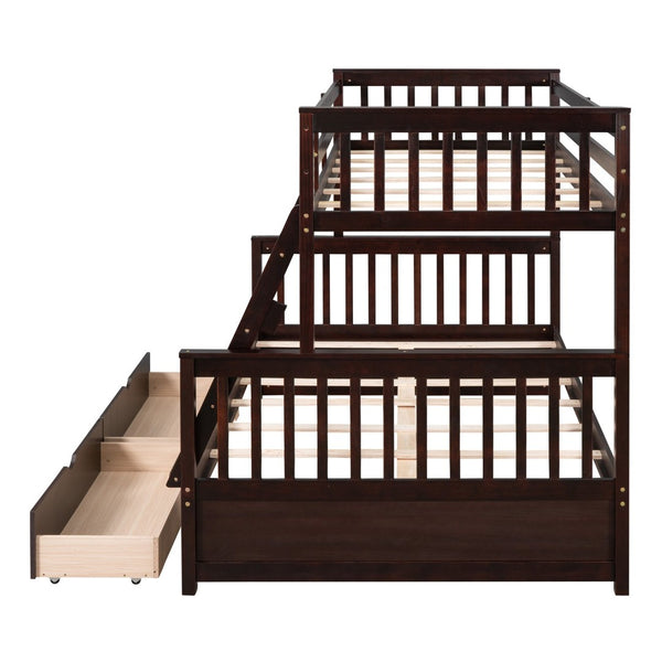 English Elm Twin-over-full Bunk Bed Solid Pine Frame Espresso Finish with Under Drawer Storage LT000065AAP