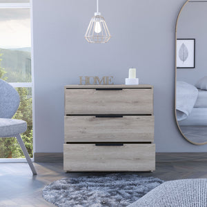 English Elm Cannon 3-Drawer Rectangle Dresser Light Grey — Compact Modern Storage, Sleek Top Display Surface, Durable Manufactured Wood organizer B06280505