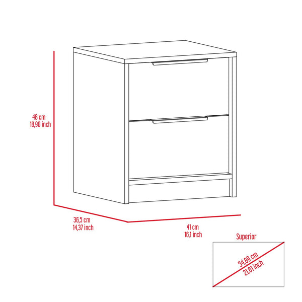 English Elm Cannon Two-Drawer Nightstand Light Grey with Slim Bar Handles, Compact Storage, Modern Bedroom Accent B06280502