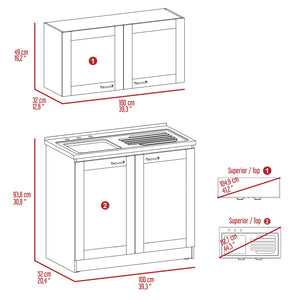 English Elm 2-piece Wenge Rectangle Cabinet Set with Spacious Countertops, Flexible Placement & Ample Storage Options B062S00157