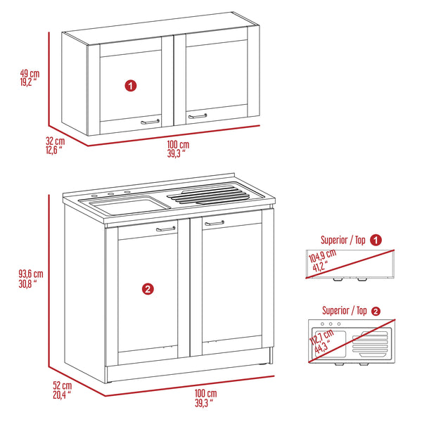 English Elm 2-piece Wenge Rectangle Cabinet Set with Spacious Countertops, Flexible Placement & Ample Storage Options B062S00157