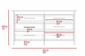 English Elm Southington Sleek 6-Drawer Rectangle Dresser with Black Metal Pulls and Spacious Organized Storage White B062S00140