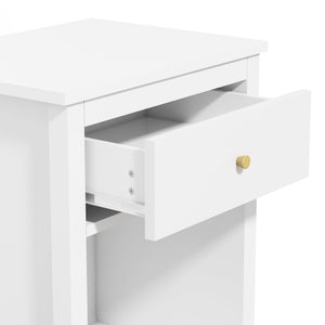 English Elm 26.77''H Modern Wooden Nightstand with Drawer and Open Shelf, Sturdy MDF Build, Tip-Restraint Included White 25.42 L x 19.08 W x 6.33 H W80859138