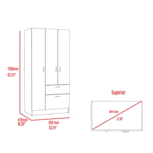 English Elm Meredith Wenge & White 1-Drawer Rectangle Armoire with Hanging Rod, 7 Shelves & Pull-Down Cabinet B062S00108