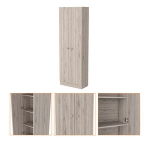 English Elm Buxton Tall Rectangle 2-Door Storage Cabinet in Light Grey with 5 Adjustable Shelves, Slim Design B06280487