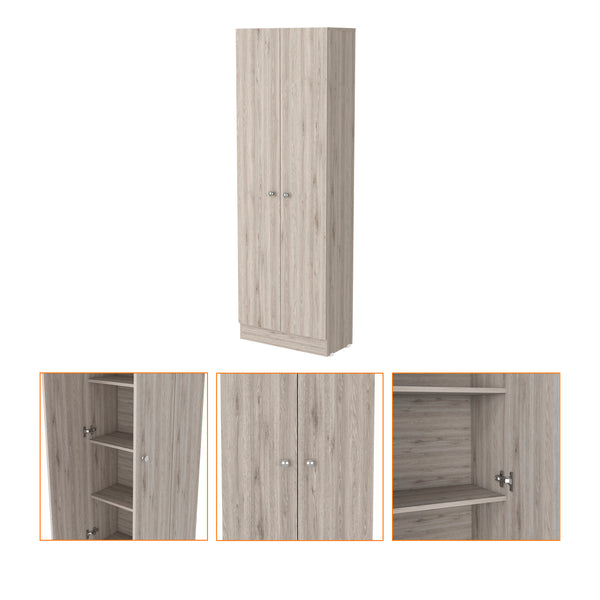 English Elm Buxton Tall Rectangle 2-Door Storage Cabinet in Light Grey with 5 Adjustable Shelves, Slim Design B06280487