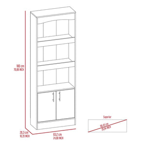 English Elm Shell Beach 1-Drawer 3-Shelf Bookcase Wenge — Tall 70.9" Streamlined Storage Shelf with Drawer, Modern Blend of Light/Dark Tones B06280137