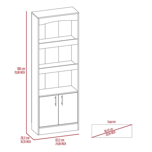 English Elm Shell Beach 1-Drawer 3-Shelf Bookcase Wenge — Tall 70.9" Streamlined Storage Shelf with Drawer, Modern Blend of Light/Dark Tones B06280137