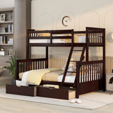 Hearth and Haven Stefan Twin over Full Bunk Bed with Ladder and Two Storage Drawers, Espresso LT000065AAP