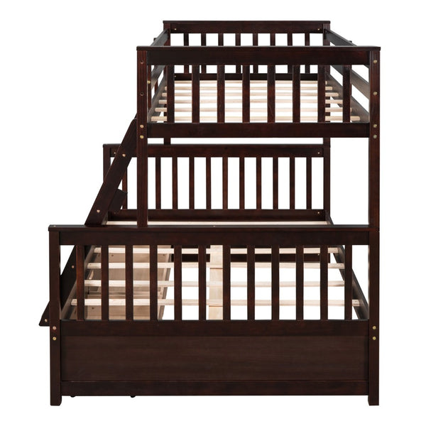 English Elm Twin-over-full Bunk Bed Solid Pine Frame Espresso Finish with Under Drawer Storage LT000065AAP
