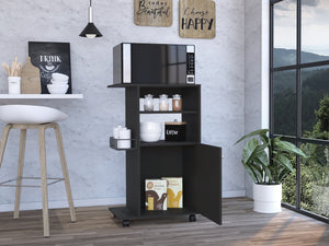 English Elm 1-Shelf Kitchen Cart with Caster Wengue — Mobile Microwave Stand, Compact Storage Shelf, Modern Finish, Smooth Wheels for Easy Relocation and Stylish Organization B06280102