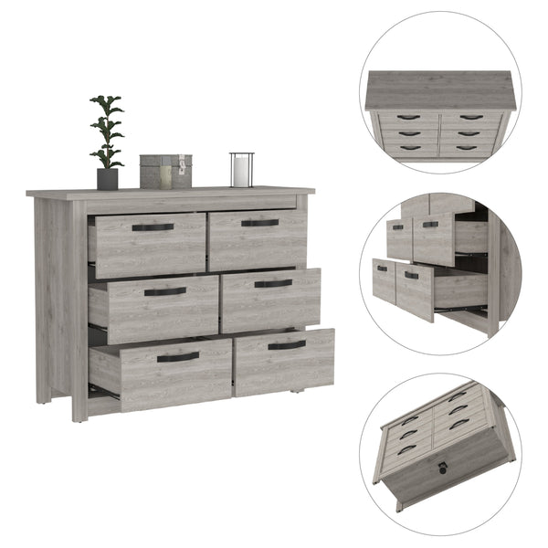 English Elm Bellingham 6-Drawer Dresser Light Gray — Modern Spacious Storage, Sleek Metal Hardware, Sturdy Legs, 47.24" W B062S00155