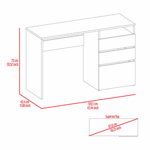 English Elm Waterbury Light Grey Computer Desk with 3 Drawers & 1 Shelf — Space-Saving Home Office Solution, 47.4" wide B06280258