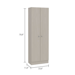 English Elm Buxton Tall Rectangle Storage Cabinet in White Washed Oak — 2-Door, 5-Shelf Organized Elegance B06280485