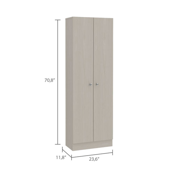 English Elm Buxton Tall Rectangle Storage Cabinet in White Washed Oak — 2-Door, 5-Shelf Organized Elegance B06280485
