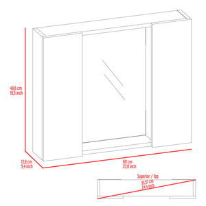 English Elm Ellegrini Light Grey 1-Drawer Medicine Cabinet with Mirror, 7 Shelves, 2 Doors — Stylish Bath Storage B06280133