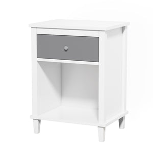 English Elm 26.77''H Modern Wooden Nightstand with Drawer and Open Shelf, Sturdy MDF Build, Tip-Restraint Included White+gray 16.9 L x 5.91 W x 24.8 H W80859132