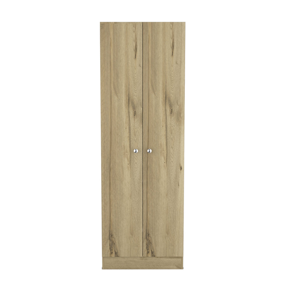 English Elm Rectangle Two-Door Tall Storage Cabinet in Light Oak & Wengue — 71" High, 5 Shelves, Modern Contrast Finish B06280490
