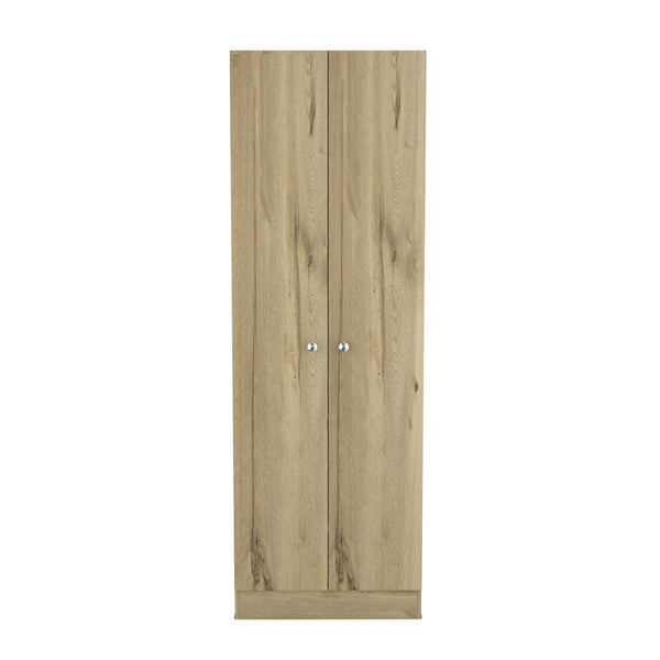 English Elm Rectangle Two-Door Tall Storage Cabinet in Light Oak & Wengue — 71" High, 5 Shelves, Modern Contrast Finish B06280490