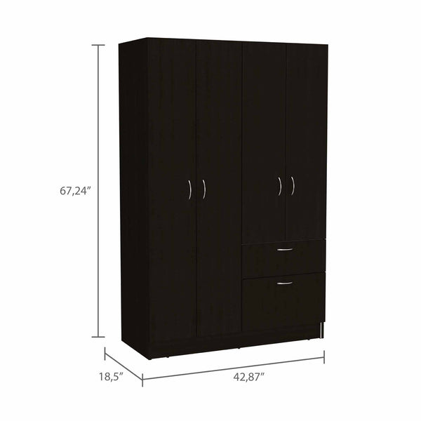 English Elm 1-Drawer Rectangular Armoire Wengue and White Finish with 8 Shelves, 5 Doors & Spacious Storage Organizer B062S00054