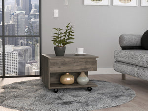 English Elm Dark Lift-Top Coffee Table with Drawer & Shelf, Dark Brown Finish, Compact Work & Dining Surface B06280373