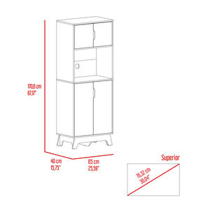 English Elm Danville Narrow Microwave Pantry Cabinet with Adjustable Shelf, Light Oak & White Storage Tower (67") B062S00021