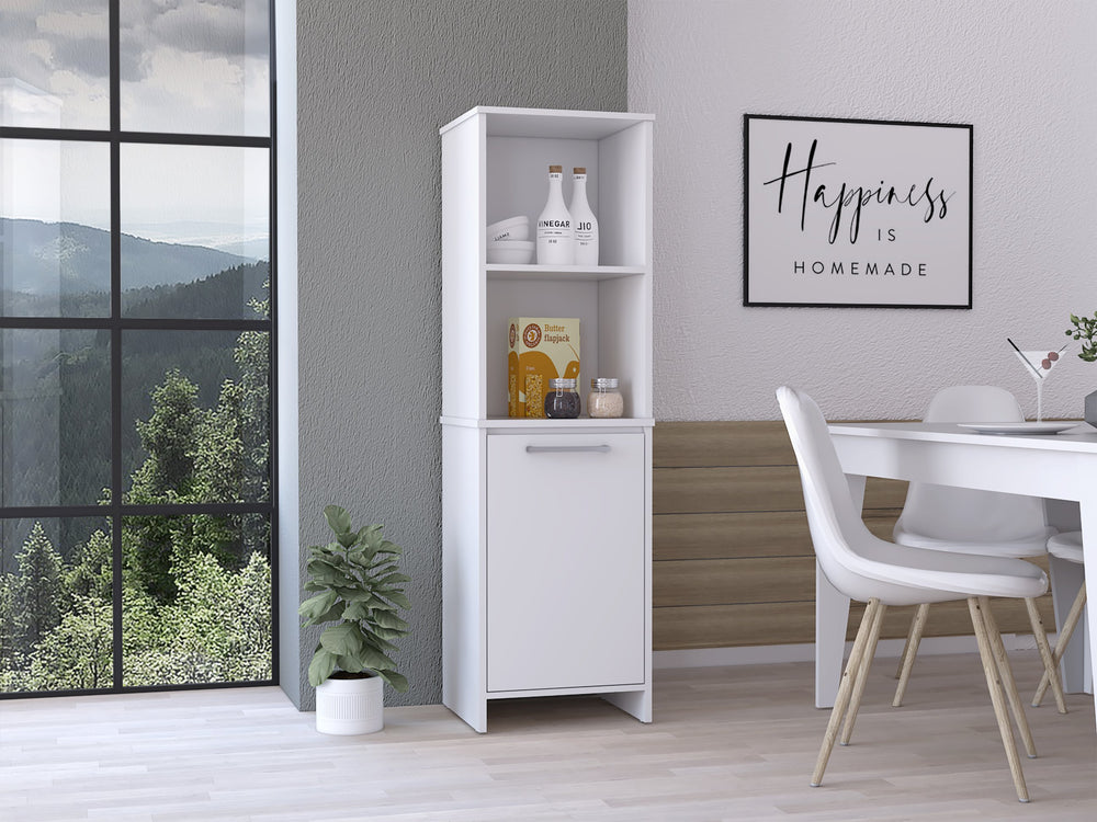 English Elm Forester White Pantry Cabinet with Soft-Close Hardware, 4 Shelves, Slim 59" Storage Solution B06280123
