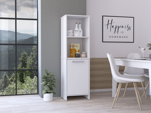 English Elm Forester White Pantry Cabinet with Soft-Close Hardware, 4 Shelves, Slim 59" Storage Solution B06280123