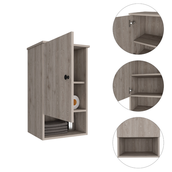 English Elm Kensington Contemporary Light Grey Medicine Cabinet with 3 Shelves, 1 Door — Spacious 28.5" x16.2" x13.8" Storage B06279993