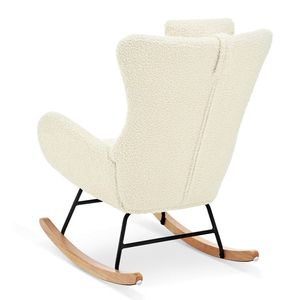 English Elm Rocking Glider Chair Teddy Upholstered High Back with Adjustable Headrest for Nursery W680127248