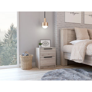 English Elm Cannon Two-Drawer Nightstand Light Grey with Slim Bar Handles, Compact Storage, Modern Bedroom Accent B06280502