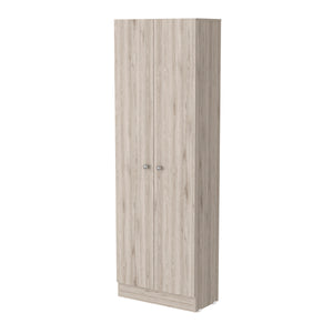 English Elm Buxton Tall Rectangle 2-Door Storage Cabinet in Light Grey with 5 Adjustable Shelves, Slim Design B06280487