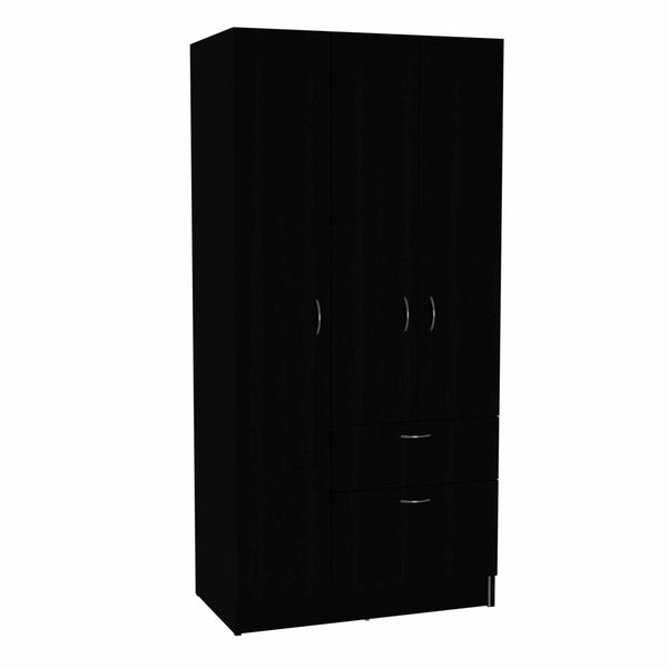 English Elm Meredith Wenge & White 1-Drawer Rectangle Armoire with Hanging Rod, 7 Shelves & Pull-Down Cabinet B062S00108