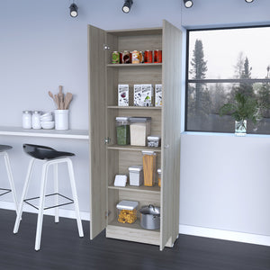 English Elm Buxton Tall Rectangle 2-Door Storage Cabinet in Light Grey with 5 Adjustable Shelves, Slim Design B06280487