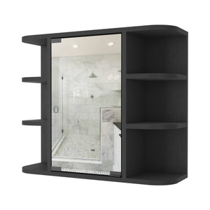 English Elm Roseburg Elegant 9-Shelf Medicine Cabinet with Center Mirror Door and Six Open Display Shelves for Bath Wenge B06280463