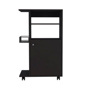 English Elm 1-Shelf Kitchen Cart with Caster Wengue — Mobile Microwave Stand, Compact Storage Shelf, Modern Finish, Smooth Wheels for Easy Relocation and Stylish Organization B06280102