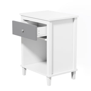 English Elm 26.77''H Modern Wooden Nightstand with Drawer and Open Shelf, Sturdy MDF Build, Tip-Restraint Included White+gray 16.9 L x 5.91 W x 24.8 H W80859132