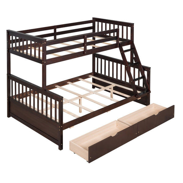 English Elm Twin-over-full Bunk Bed Solid Pine Frame Espresso Finish with Under Drawer Storage LT000065AAP