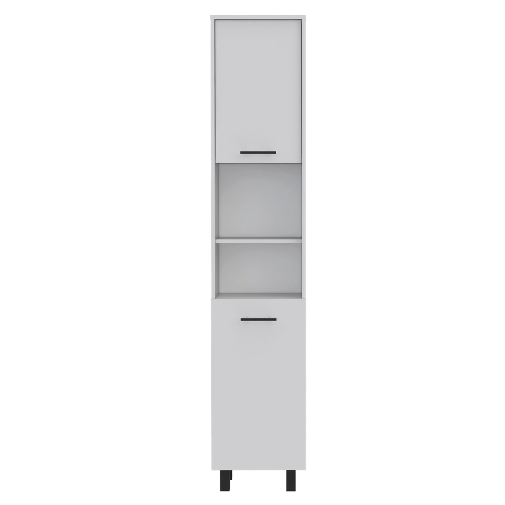 English Elm Thorndike Wall-Mounted 8-Bottle Rectangle Bar Cabinet with Two Doors and Space-Saving Design for Home White B06280433