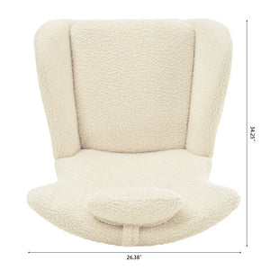 English Elm Rocking Glider Chair Teddy Upholstered High Back with Adjustable Headrest for Nursery W680127248