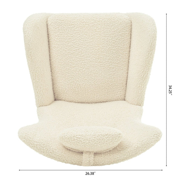 English Elm Rocking Glider Chair Teddy Upholstered High Back with Adjustable Headrest for Nursery W680127248