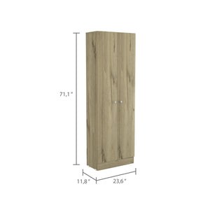 English Elm Rectangle Two-Door Tall Storage Cabinet in Light Oak & Wengue — 71" High, 5 Shelves, Modern Contrast Finish B06280490
