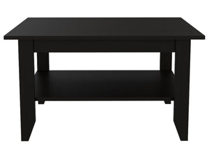 English Elm Rectangle Wenge Coffee Table with Bottom Shelf, Modern Minimalist Compact Accent Table for Living Rooms B06280333