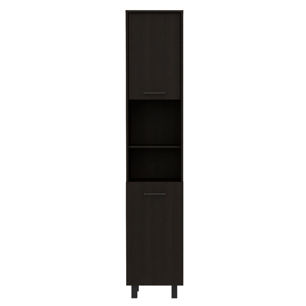English Elm 2-Shelf Modern Rectangle Pantry Cabinet Wenge – Slim 78.7" Tall Space-Saving Storage with 5 Shelves, Metal Legs B06280432
